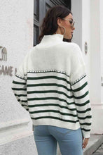 Load image into Gallery viewer, Striped Turtleneck Drop Shoulder Sweater

