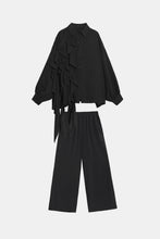 Load image into Gallery viewer, Ruffled Bishop Sleeve Top and Wide Leg Pants Set
