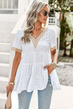 Load image into Gallery viewer, Contrast Short Sleeve Tiered Blouse
