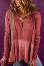 Load image into Gallery viewer, Notched Neck Long Sleeve Slit Blouse
