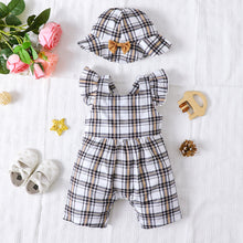 Load image into Gallery viewer, Plaid Square Neck Bow Detail Jumpsuit
