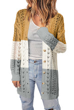 Load image into Gallery viewer, Openwork Ribbed Cuff Longline Cardigan
