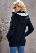Load image into Gallery viewer, Cable-Knit Fleece Lining Button-Up Hooded Cardigan
