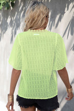 Load image into Gallery viewer, Swiss Dot Lace Trim Flutter Sleeve V-Neck Blouse
