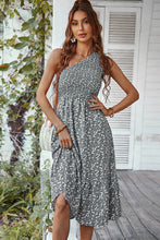 Load image into Gallery viewer, Ditsy Floral Smocked One-Shoulder Dress
