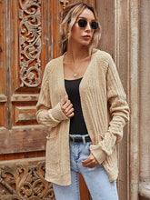 Load image into Gallery viewer, Ribbed Open Front Long Sleeve Cardigan with Pockets
