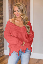 Load image into Gallery viewer, Frayed Hem Dropped Shoulder Sweater
