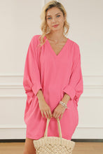 Load image into Gallery viewer, V-Neck Batwing Sleeve Mini Dress
