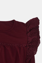 Load image into Gallery viewer, Plus Size Flutter Lace Sleeve Round Neck Top
