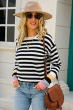 Load image into Gallery viewer, Warm Spice Striped Round Neck Sweater
