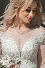 Load image into Gallery viewer, Cubic Zirconia Heart-Shaped Necklace and Dangle Earrings Set
