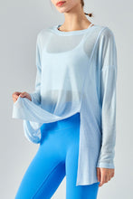 Load image into Gallery viewer, Round Neck Slit Sheer Tunic Sports Top
