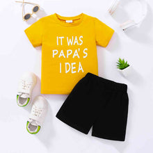 Load image into Gallery viewer, Kids IT WAS PAPA&#39;S IDEA Graphic Tee and Shorts Set
