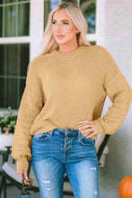 Load image into Gallery viewer, Round Neck Dropped Shoulder Waffle-Knit Sweater
