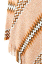 Load image into Gallery viewer, Fringe Hem Striped Cape Sleeve Poncho
