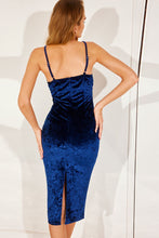 Load image into Gallery viewer, Velvet Back Slit Midi Dress
