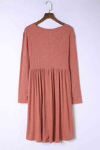 Load image into Gallery viewer, Plus Size Round Neck Long Sleeve Button-Up Midi Dress
