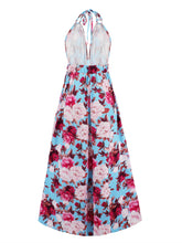 Load image into Gallery viewer, Slit Backless Printed Halter Neck Dress
