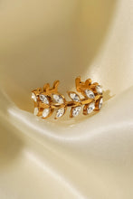 Load image into Gallery viewer, Inlaid Zircon Leaf Open Ring
