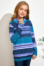 Load image into Gallery viewer, Girls Striped Cowl Neck Top with Pockets
