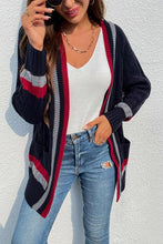 Load image into Gallery viewer, Open Front Striped Long Sleeve Cardigan
