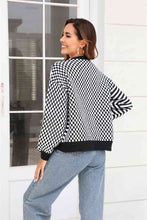 Load image into Gallery viewer, Button-Down Stripe &amp; Plaid Contrast Pattern Cardigan
