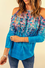 Load image into Gallery viewer, Floral Cold-Shoulder Long Sleeve Round Neck Top
