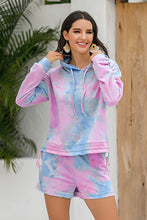 Load image into Gallery viewer, Tie-Dye Drawstring Hoodie and Shorts Set
