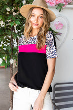 Load image into Gallery viewer, Leopard Color Block Short Sleeve Tee
