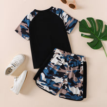 Load image into Gallery viewer, HELLO BOY Graphic Tee and Camouflage Shorts Set
