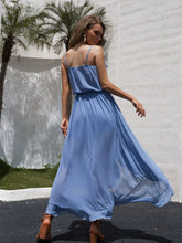 Load image into Gallery viewer, Spaghetti Strap V-Neck Ruffle Trim Dress
