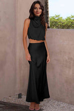 Load image into Gallery viewer, Cropped Turtle Neck Tank Top and Maxi Skirt Set
