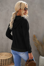 Load image into Gallery viewer, Distressed Zip Up Drawstring Detail Hoodie
