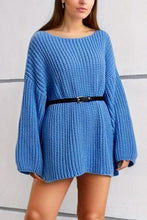 Load image into Gallery viewer, Boat Neck Dropped Shoulder Mini Sweater Dress
