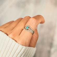 Load image into Gallery viewer, Artificial Turquoise V Shape Inlaid Zircon Ring
