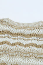 Load image into Gallery viewer, Wavy Stripe Scalloped Hem Openwork Knit Top
