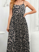 Load image into Gallery viewer, Leopard Print Spaghetti Strap Pleated Dress
