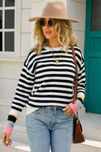 Load image into Gallery viewer, Warm Spice Striped Round Neck Sweater
