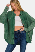 Load image into Gallery viewer, Zenana Button Up Washed Waffle Shacket

