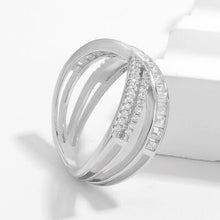 Load image into Gallery viewer, X Shape Inlaid Zircon 925 Sterling Silver Ring
