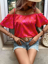 Load image into Gallery viewer, Cold Shoulder Short Flare Sleeve Blouse
