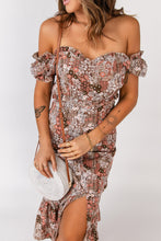 Load image into Gallery viewer, Floral Off-Shoulder Frill Trim Split Dress
