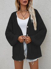 Load image into Gallery viewer, Openwork Button Front Cardigan
