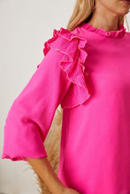 Load image into Gallery viewer, Frill Ruffled Three-Quarter Sleeve Blouse

