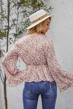Load image into Gallery viewer, Floral Ruffled V-Neck Peplum Blouse
