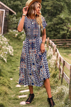 Load image into Gallery viewer, Printed Tie Back Flutter Sleeve Dress
