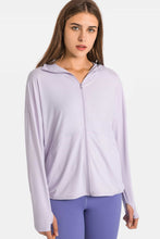 Load image into Gallery viewer, Zip Up Dropped Shoulder Hooded Sports Jacket
