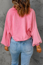 Load image into Gallery viewer, Sequin Flower Half Snap Lantern Sleeve Sweatshirt
