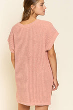 Load image into Gallery viewer, POL Rib-Knit V-Neck Slit High-Low Short Sleeve Sweater
