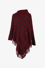 Load image into Gallery viewer, Houndstooth Turtleneck Fringe Hem Poncho
